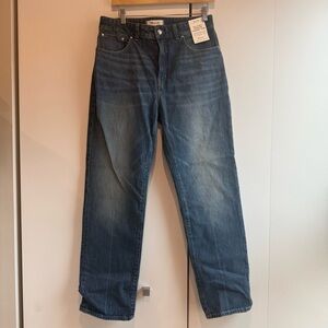 Madewell Curvy Longline Straight Jean in Medium Blue Wash